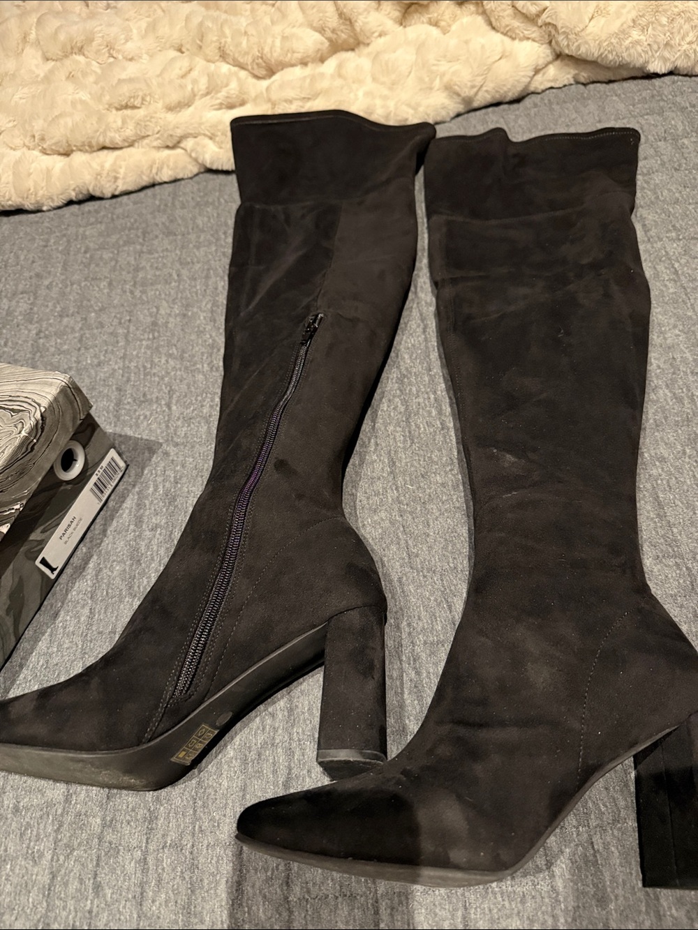 Jeffrey Campbell Parisah Black Over-The-Knee Suede Block Heel Boots
